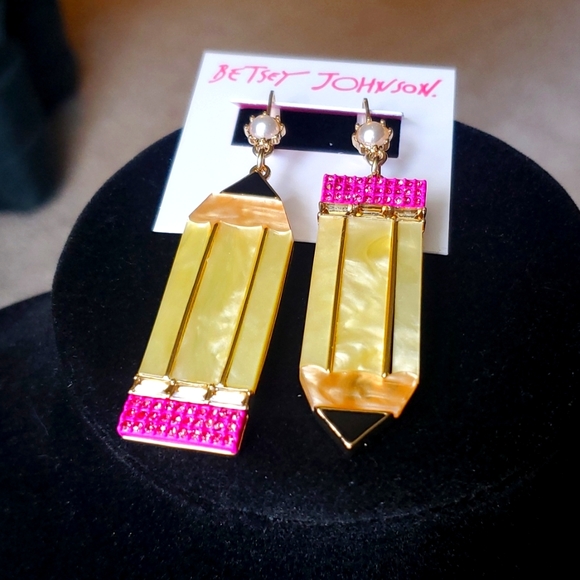 Betsey Johnson Pencil Drop Earrings - Picture 3 of 6
